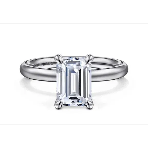 Unite 14K White Gold Emerald Cut Solitaire Diamond Engagement Ring Setting Only GABRIEL CO Rings Unite 14K White Gold Emerald Cut Solitaire Diamond Engagement Ring Setting Only GABRIEL CO Rings
