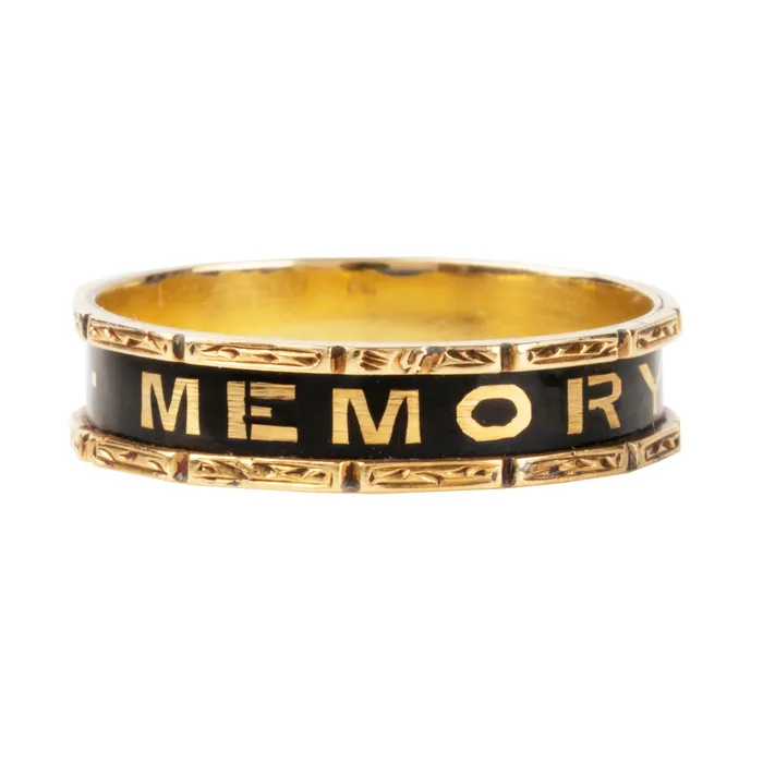 Victorian era Black Mourning Ring Bell Bird Antiques Rings
