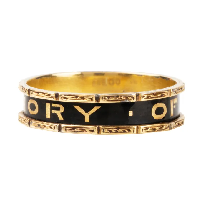 Victorian era Black Mourning Ring Bell Bird Antiques Rings