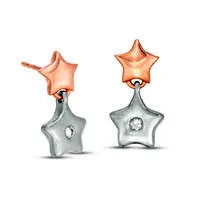 005 CT TW Diamond Double Star Drop Earrings in Sterling Silver and 10K Rose Gold Goldia Earrings 005 CT TW Diamond Double Star Drop Earrings in Sterling Silver and 10K Rose Gold Goldia Earrings