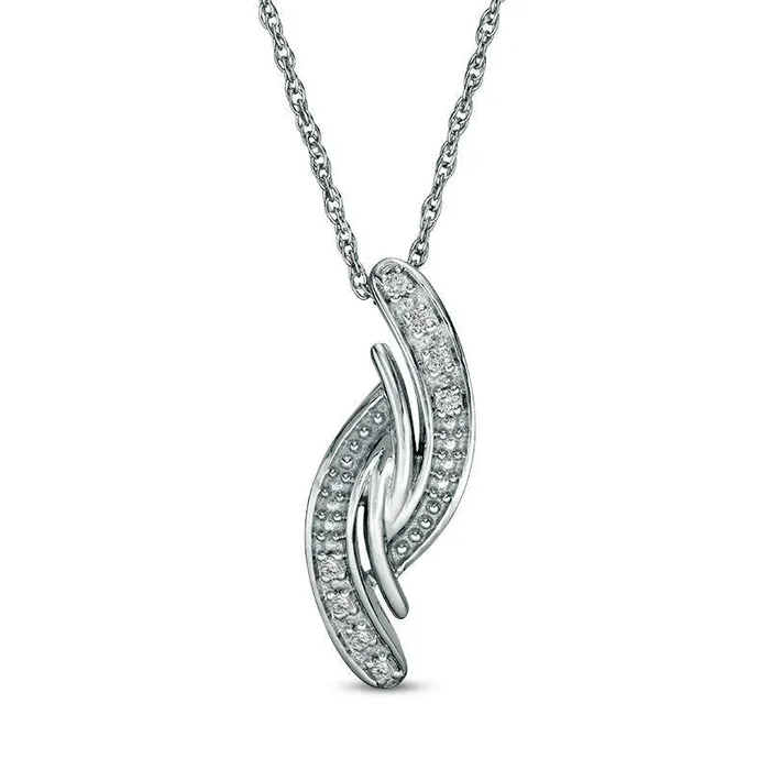005 CT TW Natural Diamond Bypass Pendant in Sterling Silver Goldia Necklaces 005 CT TW Natural Diamond Bypass Pendant in Sterling Silver Goldia Necklaces