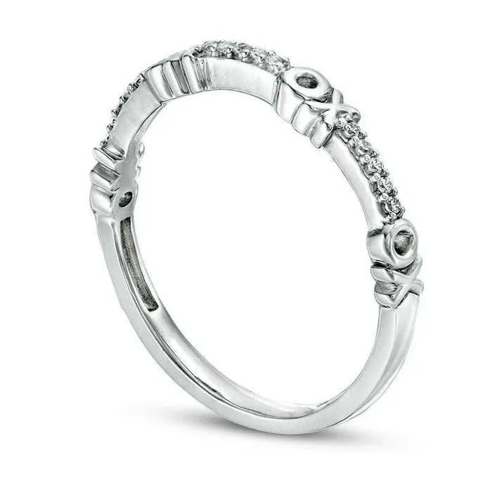 005 CT TW Natural Diamond XO Stackable Band in Solid 10K White Gold Goldia Rings 005 CT TW Natural Diamond XO Stackable Band in Solid 10K White Gold Goldia Rings