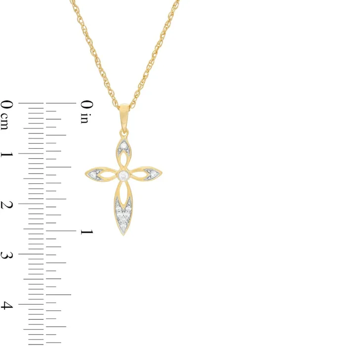 007 CT TW Natural Diamond Cross Pendant in 10K Yellow Gold Goldia Necklaces 007 CT TW Natural Diamond Cross Pendant in 10K Yellow Gold Goldia Necklaces