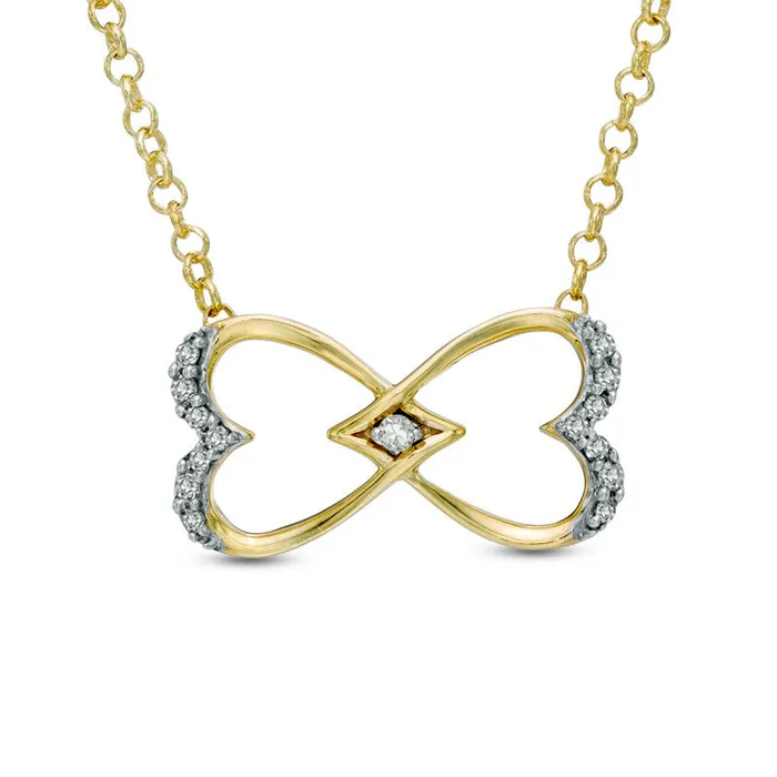 01 CT TW Natural Diamond HeartShaped Infinity Pendant in Sterling Silver and 14K Gold Plate Goldia Necklaces 01 CT TW Natural Diamond HeartShaped Infinity Pendant in Sterling Silver and 14K Gold Plate Goldia Necklaces