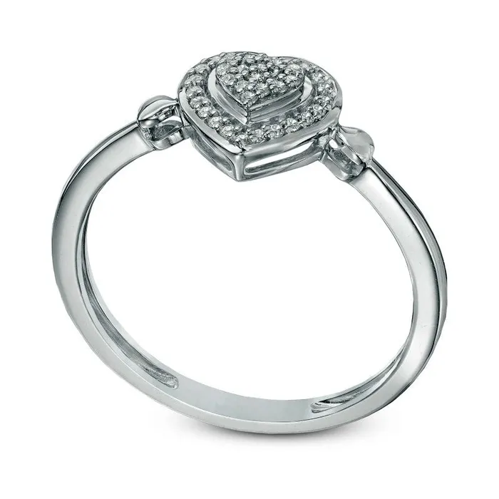 010 CT TW Composite Natural Diamond Heart Promise Ring in Solid 10K White Gold Goldia Rings 010 CT TW Composite Natural Diamond Heart Promise Ring in Solid 10K White Gold Goldia Rings