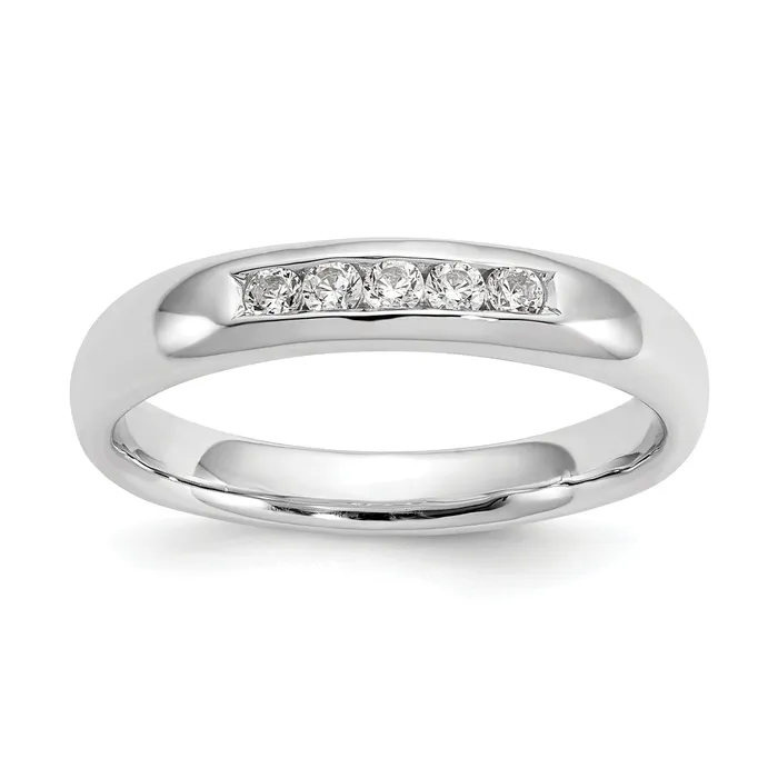 014ct CZ Solid Real 14K White Gold 5Stone Channel Wedding Band Ring Goldia Rings 014ct CZ Solid Real 14K White Gold 5Stone Channel Wedding Band Ring Goldia Rings