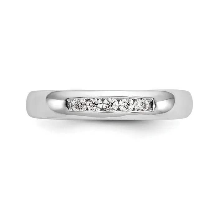 014ct CZ Solid Real 14K White Gold 5Stone Channel Wedding Band Ring Goldia Rings