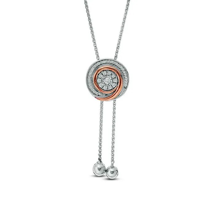 017 CT TW Natural Diamond Swirl Lariat Necklace in Sterling Silver and 10K Rose Gold 26 Goldia Necklaces 017 CT TW Natural Diamond Swirl Lariat Necklace in Sterling Silver and 10K Rose Gold 26 Goldia Necklaces