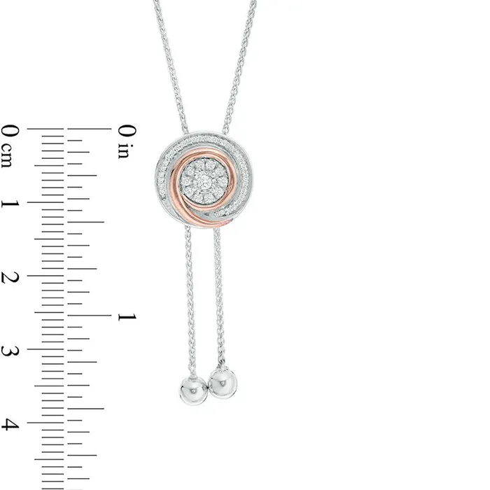 017 CT TW Natural Diamond Swirl Lariat Necklace in Sterling Silver and 10K Rose Gold 26 Goldia Necklaces 017 CT TW Natural Diamond Swirl Lariat Necklace in Sterling Silver and 10K Rose Gold 26 Goldia Necklaces