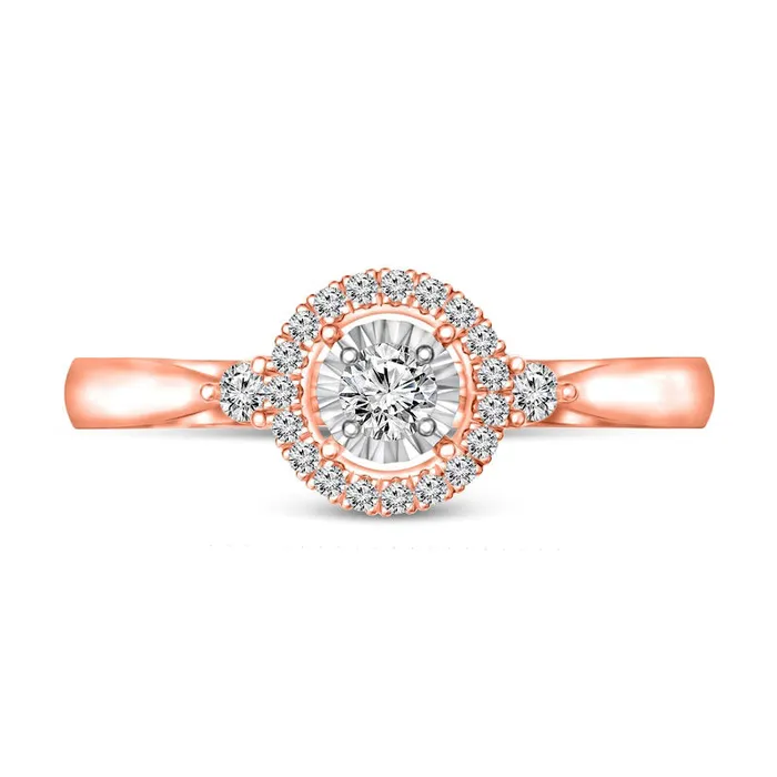 020 CT TW Natural Diamond Frame Engagement Ring in Solid 10K Rose Gold Goldia Rings 020 CT TW Natural Diamond Frame Engagement Ring in Solid 10K Rose Gold Goldia Rings