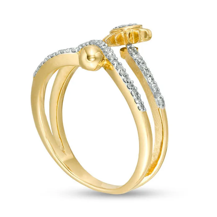 020 CT TW Natural Diamond Sun and Ball Wrap Ring in Sterling Silver with Solid 14K Gold Plate Goldia Rings 020 CT TW Natural Diamond Sun and Ball Wrap Ring in Sterling Silver with Solid 14K Gold Plate Goldia Rings