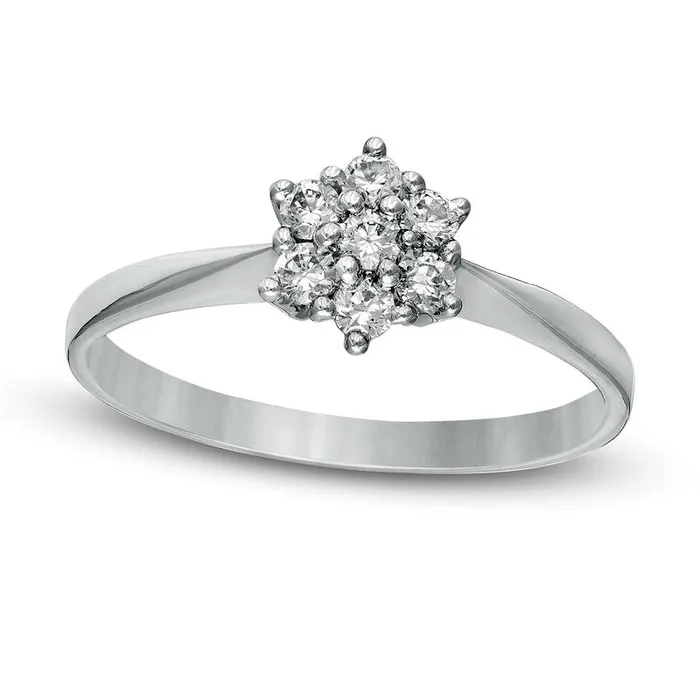 025 CT TW Composite Natural Diamond Flower Promise Ring in Solid 10K White Gold Goldia Rings 025 CT TW Composite Natural Diamond Flower Promise Ring in Solid 10K White Gold Goldia Rings