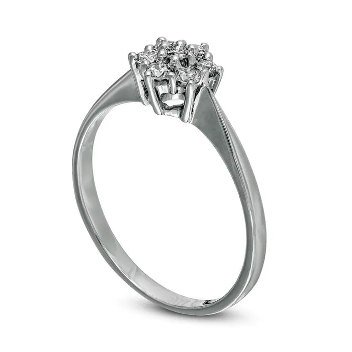 025 CT TW Composite Natural Diamond Flower Promise Ring in Solid 10K White Gold Goldia Rings 025 CT TW Composite Natural Diamond Flower Promise Ring in Solid 10K White Gold Goldia Rings