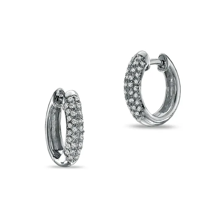 025 CT TW Diamond Hoop Earrings in 10K White Gold Goldia Earrings