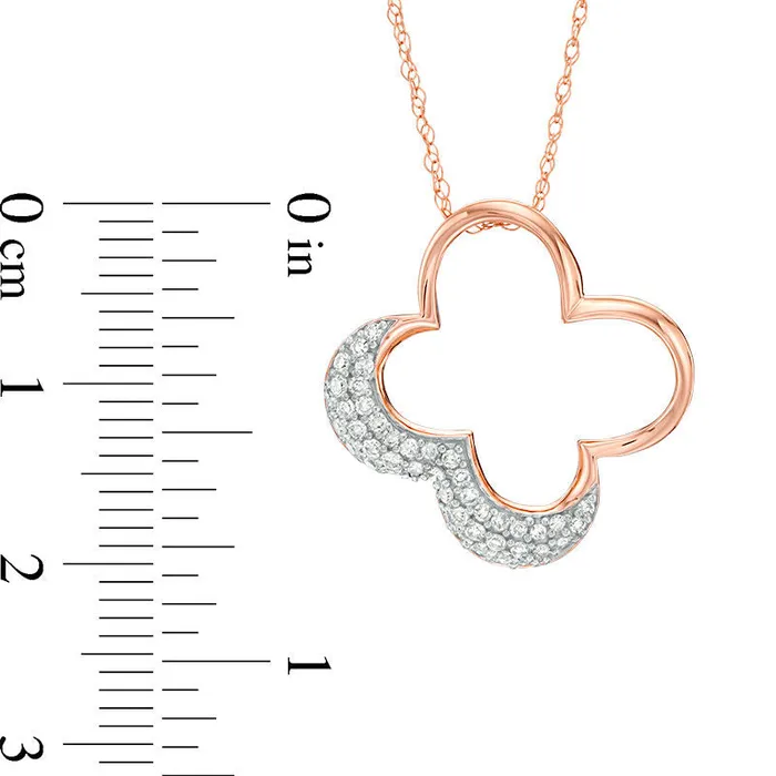 025 CT TW Natural Diamond Open Clover Pendant in 10K Rose Gold Goldia Necklaces 025 CT TW Natural Diamond Open Clover Pendant in 10K Rose Gold Goldia Necklaces