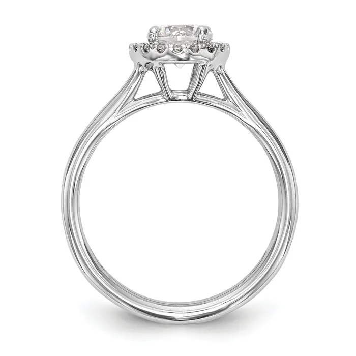 025ct CZ Solid Real 14K White Gold Round Halo Split Shank Engagement Ring Goldia Rings