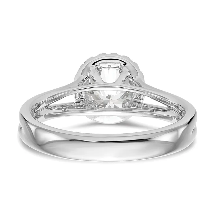 025ct CZ Solid Real 14K White Gold Round Halo Split Shank Engagement Ring Goldia Rings