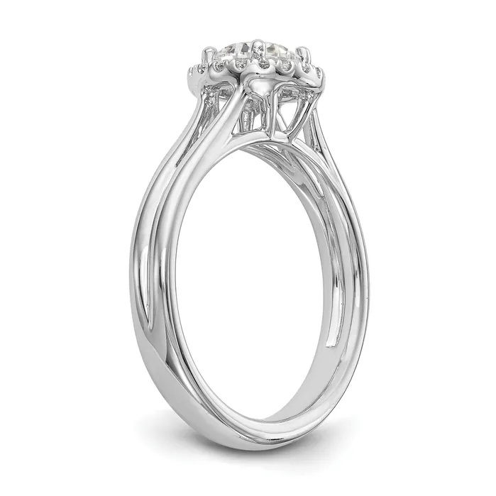 025ct CZ Solid Real 14K White Gold Round Halo Split Shank Engagement Ring Goldia Rings