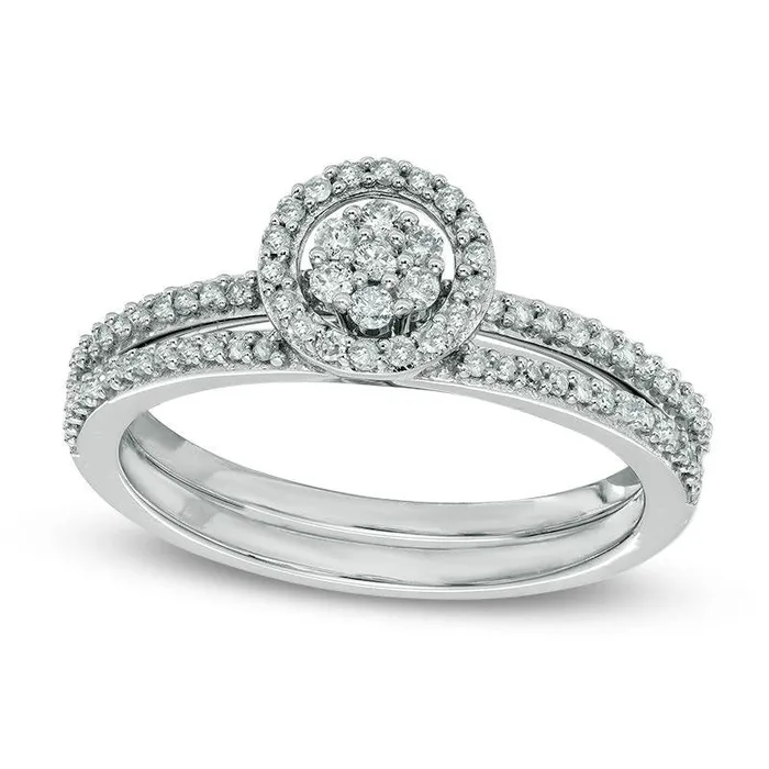 033 CT TW Composite Natural Diamond Frame Bridal Engagement Ring Set in Solid 10K White Gold Goldia Rings 033 CT TW Composite Natural Diamond Frame Bridal Engagement Ring Set in Solid 10K White Gold Goldia Rings