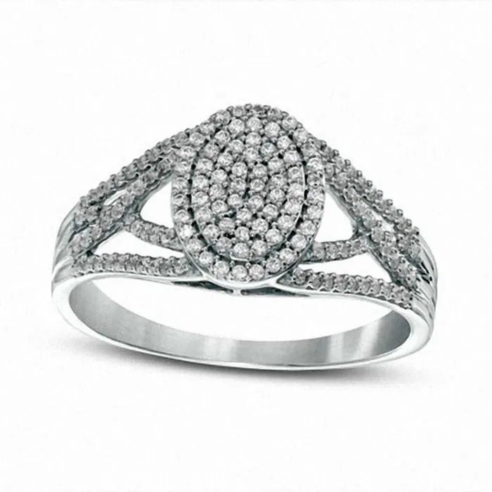 033 CT TW Composite Natural Diamond Oval Split Shank Engagement Ring in Solid 10K White Gold Goldia Rings 033 CT TW Composite Natural Diamond Oval Split Shank Engagement Ring in Solid 10K White Gold Goldia Rings