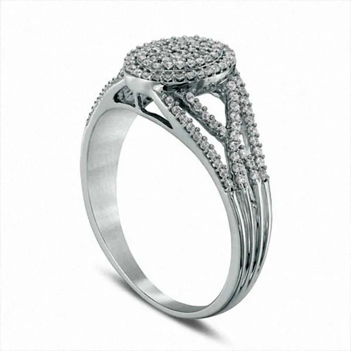 033 CT TW Composite Natural Diamond Oval Split Shank Engagement Ring in Solid 10K White Gold Goldia Rings 033 CT TW Composite Natural Diamond Oval Split Shank Engagement Ring in Solid 10K White Gold Goldia Rings
