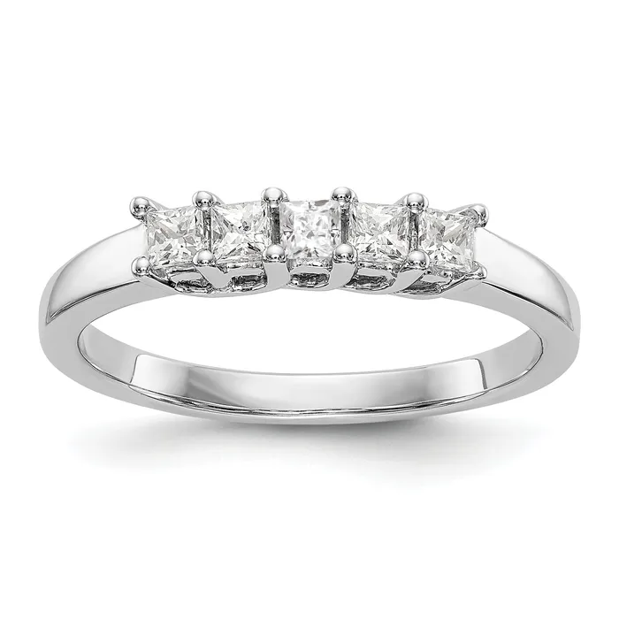 035ct CZ Solid Real 14K White Gold 5Stone Wedding Band Ring Goldia Rings 035ct CZ Solid Real 14K White Gold 5Stone Wedding Band Ring Goldia Rings
