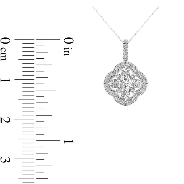 038 CT TW Natural Diamond Clover Frame Pendant in 10K White Gold Goldia Necklaces 038 CT TW Natural Diamond Clover Frame Pendant in 10K White Gold Goldia Necklaces