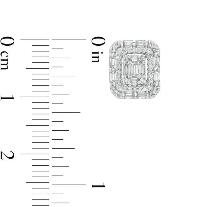 05 CT TW Composite Diamond Double Cushion Frame Stud Earrings in 10K White Gold Goldia Earrings 05 CT TW Composite Diamond Double Cushion Frame Stud Earrings in 10K White Gold Goldia Earrings