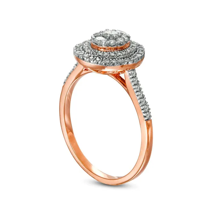 050 CT TW Composite Oval Natural Diamond Double Frame Ring in Solid 10K Rose Gold Goldia Rings 050 CT TW Composite Oval Natural Diamond Double Frame Ring in Solid 10K Rose Gold Goldia Rings
