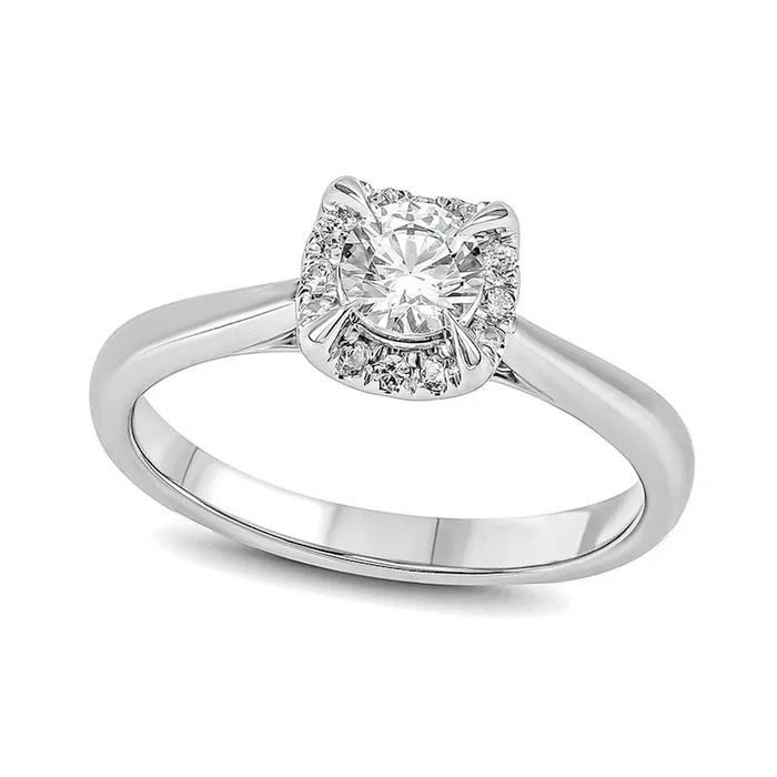 050 CT TW Natural Diamond Cushion Frame Engagement Ring in Solid 10K White Gold Goldia Rings 050 CT TW Natural Diamond Cushion Frame Engagement Ring in Solid 10K White Gold Goldia Rings