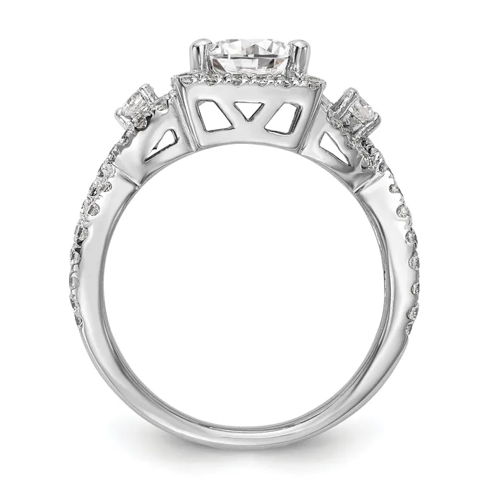 050ct CZ Solid Real 14K White Gold Princess Cushion Halo Engagement Ring Goldia Rings