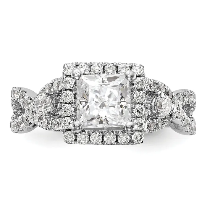 050ct CZ Solid Real 14K White Gold Princess Cushion Halo Engagement Ring Goldia Rings