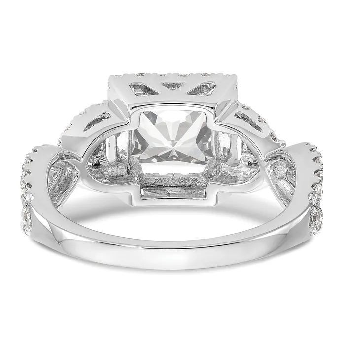050ct CZ Solid Real 14K White Gold Princess Cushion Halo Engagement Ring Goldia Rings