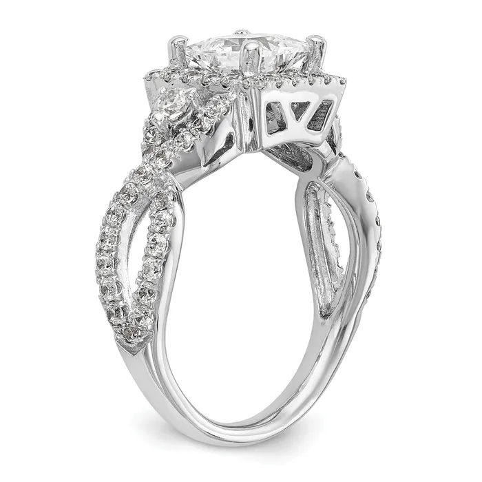 050ct CZ Solid Real 14K White Gold Princess Cushion Halo Engagement Ring Goldia Rings