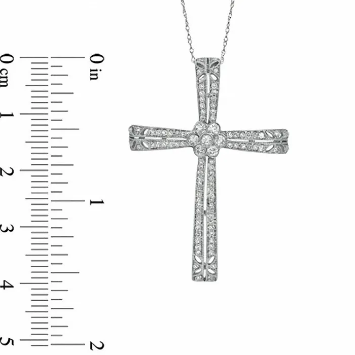 063 CT TW Natural Diamond Antique VintageStyle Cross Pendant in 10K White Gold Goldia Necklaces 063 CT TW Natural Diamond Antique VintageStyle Cross Pendant in 10K White Gold Goldia Necklaces