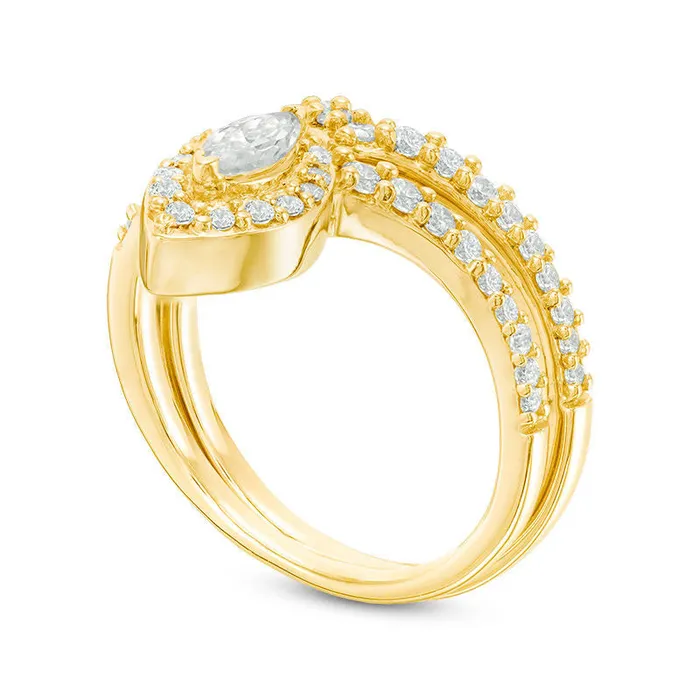 075 CT TW Marquise Natural Diamond Frame Bridal Engagement Ring Set in Solid 10K Yellow Gold Goldia Rings 075 CT TW Marquise Natural Diamond Frame Bridal Engagement Ring Set in Solid 10K Yellow Gold Goldia Rings