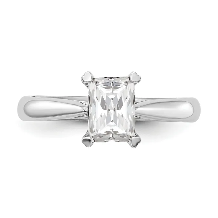 075ct CZ Solid Real 14k White Gold Emerald Solitaire Engagement Ring Goldia Rings