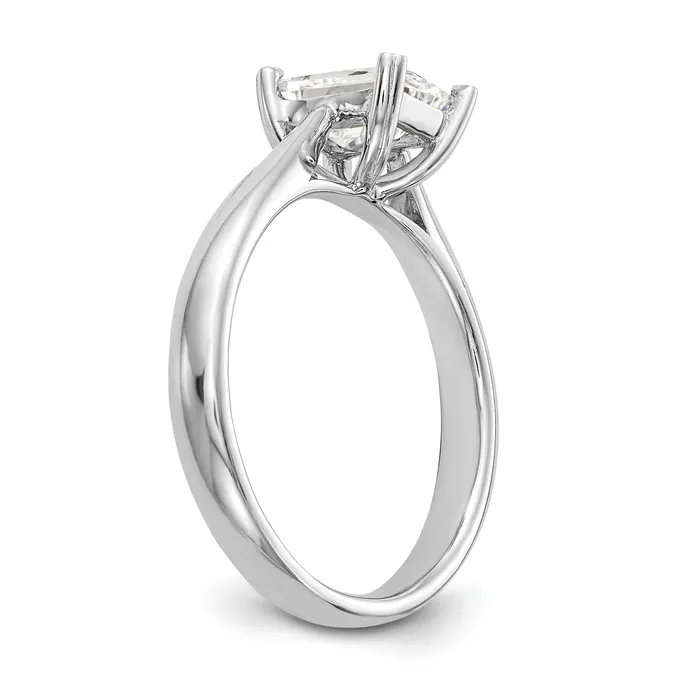 075ct CZ Solid Real 14k White Gold Emerald Solitaire Engagement Ring Goldia Rings