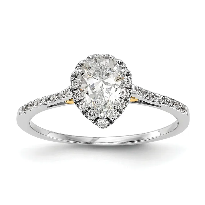 075ct CZ Solid Real 14ktt Pear Halo Engagement Ring Goldia Rings