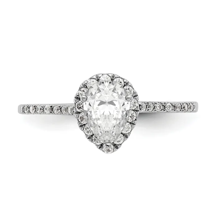 075ct CZ Solid Real 14ktt Pear Halo Engagement Ring Goldia Rings