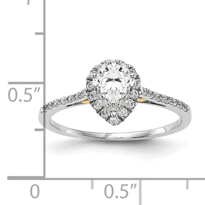 075ct CZ Solid Real 14ktt Pear Halo Engagement Ring Goldia Rings