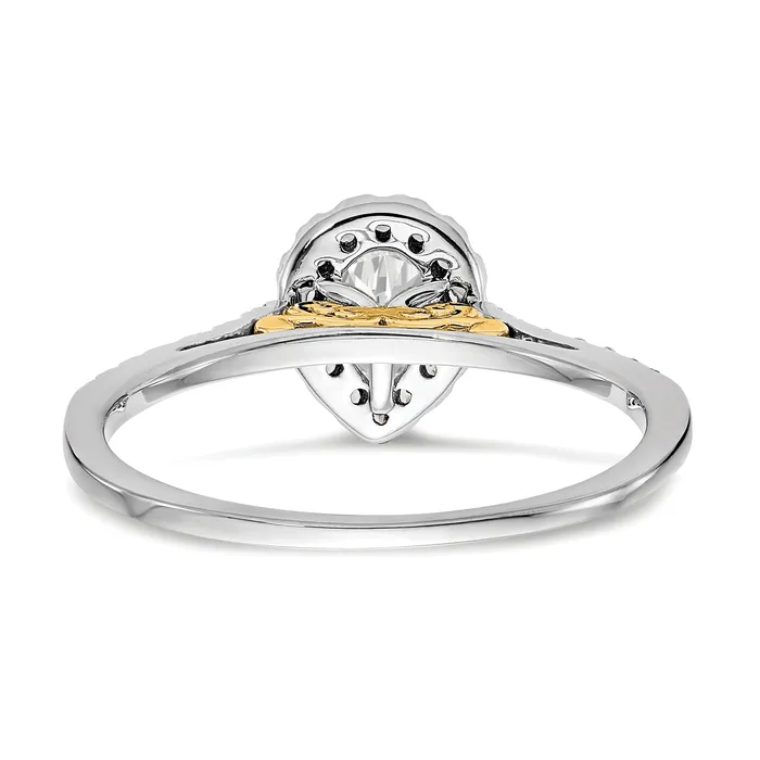 075ct CZ Solid Real 14ktt Pear Halo Engagement Ring Goldia Rings