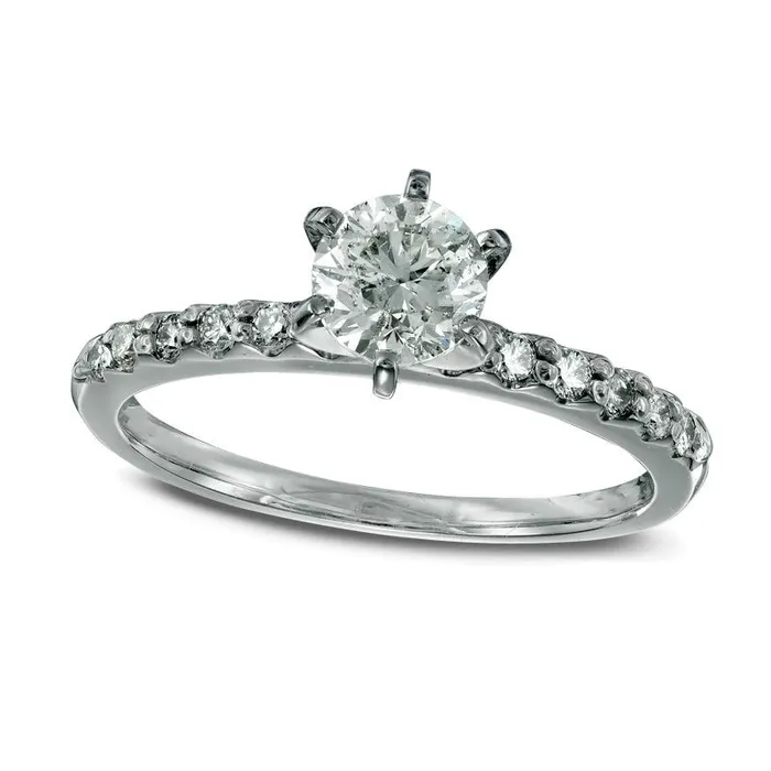 088 CT TW Natural Diamond Engagement Ring in Solid 14K White Gold Goldia Rings 088 CT TW Natural Diamond Engagement Ring in Solid 14K White Gold Goldia Rings