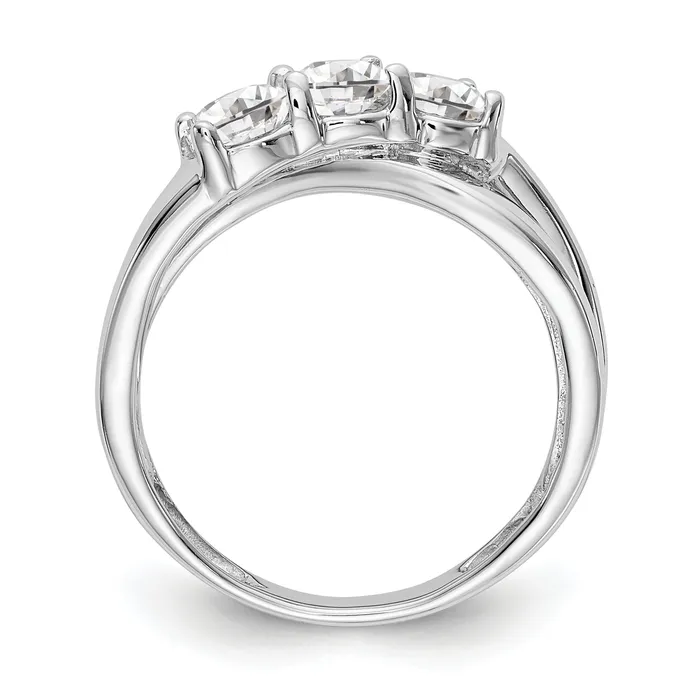 088ct CZ Solid Real 14K White Gold 3Stone Engagement Ring Goldia Rings