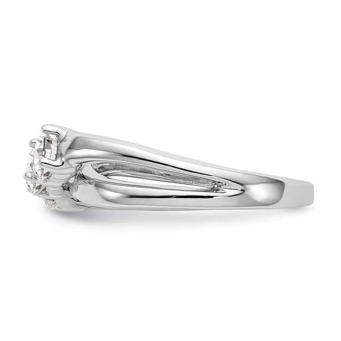 088ct CZ Solid Real 14K White Gold 3Stone Engagement Ring Goldia Rings
