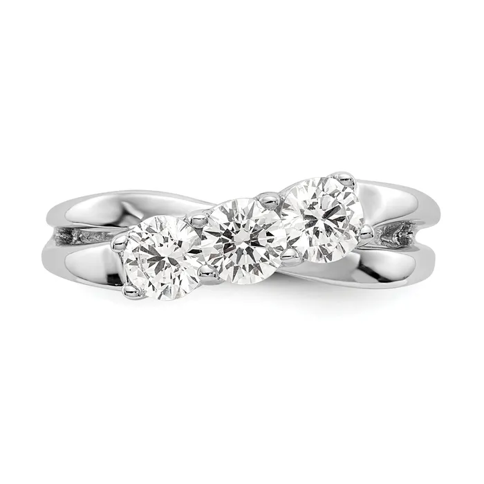 088ct CZ Solid Real 14K White Gold 3Stone Engagement Ring Goldia Rings