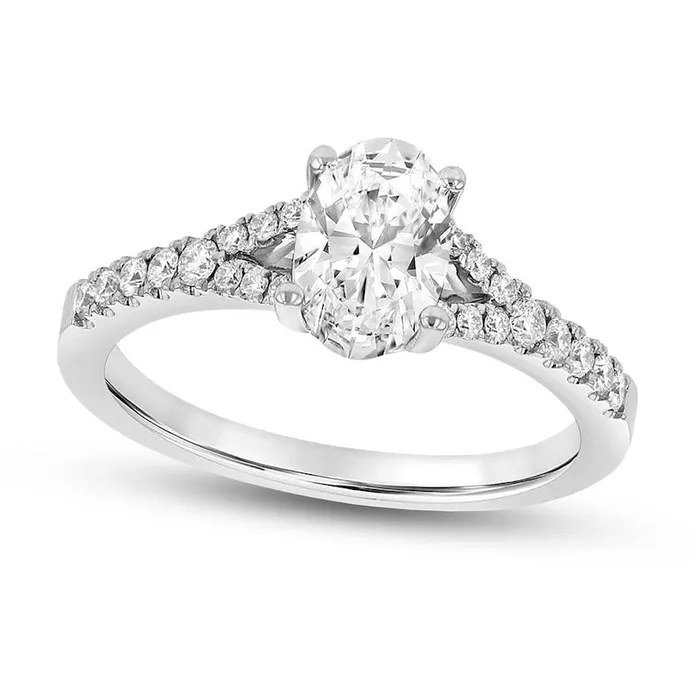 10 CT TW Oval Natural Diamond Split Shank Engagement Ring in Solid 18K White Gold GSI2 Goldia Rings 10 CT TW Oval Natural Diamond Split Shank Engagement Ring in Solid 18K White Gold GSI2 Goldia Rings