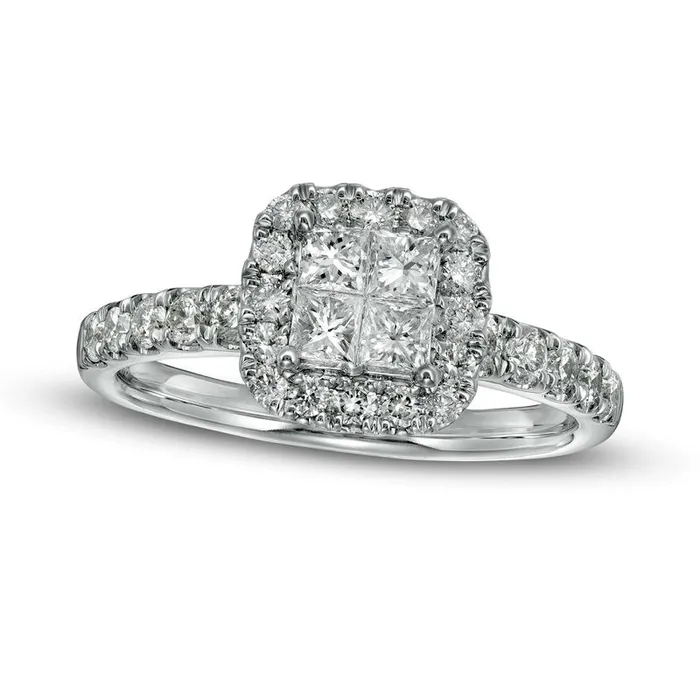 10 CT TW Quad PrincessCut Natural Diamond Frame Engagement Ring in Solid 14K White Gold Goldia Rings 10 CT TW Quad PrincessCut Natural Diamond Frame Engagement Ring in Solid 14K White Gold Goldia Rings