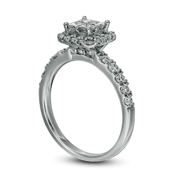 10 CT TW Quad PrincessCut Natural Diamond Frame Engagement Ring in Solid 14K White Gold Goldia Rings 10 CT TW Quad PrincessCut Natural Diamond Frame Engagement Ring in Solid 14K White Gold Goldia Rings