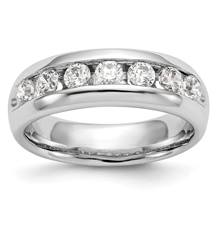 105ct CZ Solid Real 14K White Gold 7Stone Channel Wedding Band Ring Goldia Rings 105ct CZ Solid Real 14K White Gold 7Stone Channel Wedding Band Ring Goldia Rings